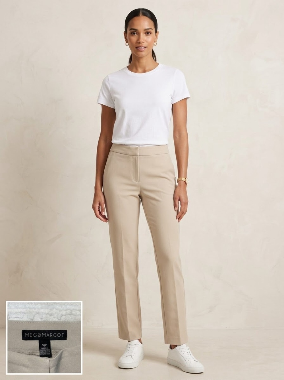 Tailored Ankle Pants in Beige
